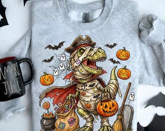 Halloween Dinosaur Png, Kids Halloween T-Rex Sublimation, Trick Or Treat Png, Spooky Dino Halloween Png, Digital Download