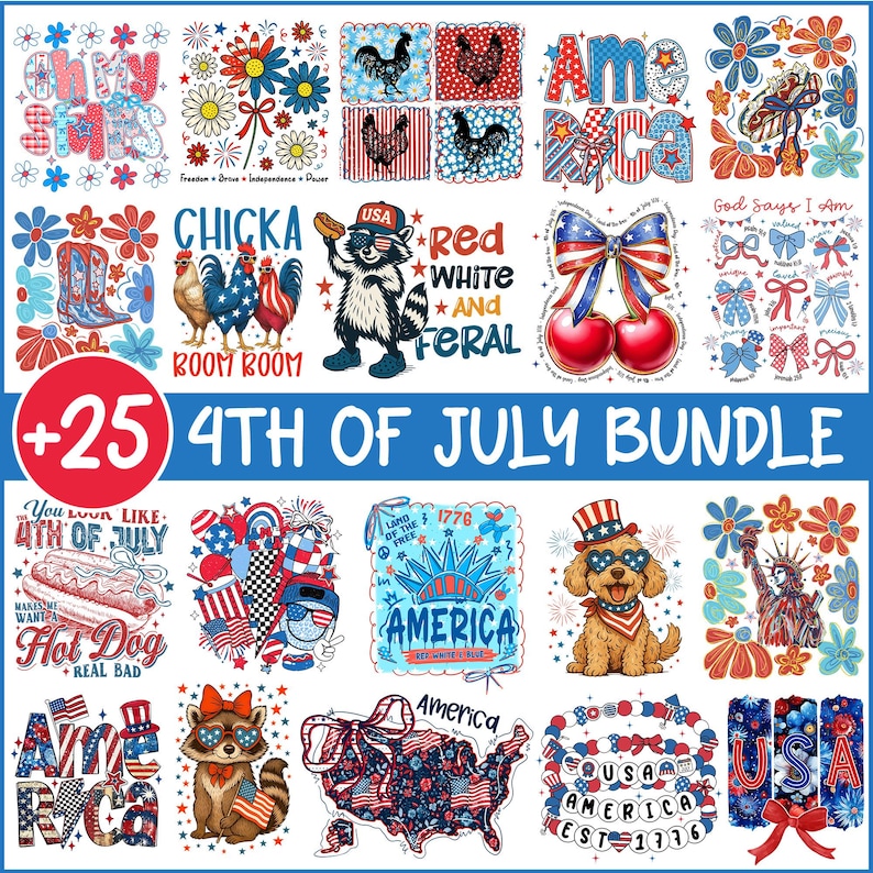 4th of July Png, 4th of July Bundle, USA Png, America Png, Patriotic Png, Memorial Day Png, Fourth of July Png, Independence Day Png bild 1