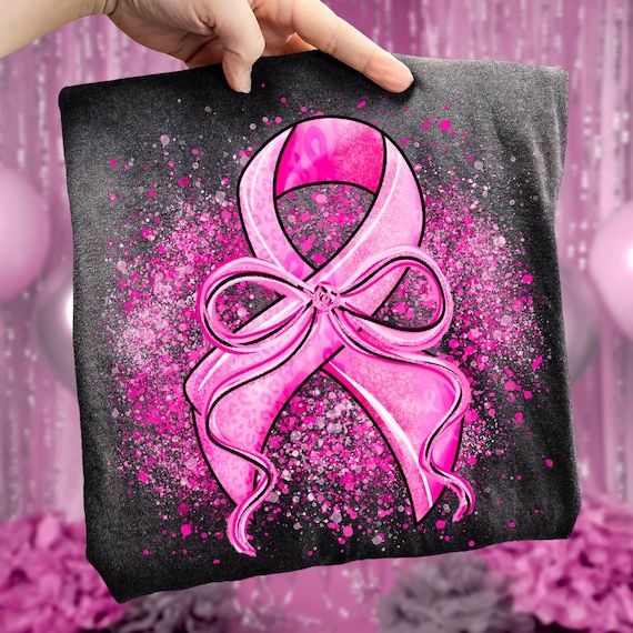 Breast Cancer Ribbon Png, Breast Cancer Png, Pink Ribbon Splatter Png, Breast Cancer Awareness Png, Faux Glitter Png, Pink Ribbon Png