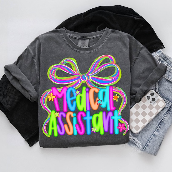 Medical Assistant Png, Neon Medical Assistant Coquette Bow Png, Medical Healthcare Png, Medical Assistant Sublimation Png, Medical Png