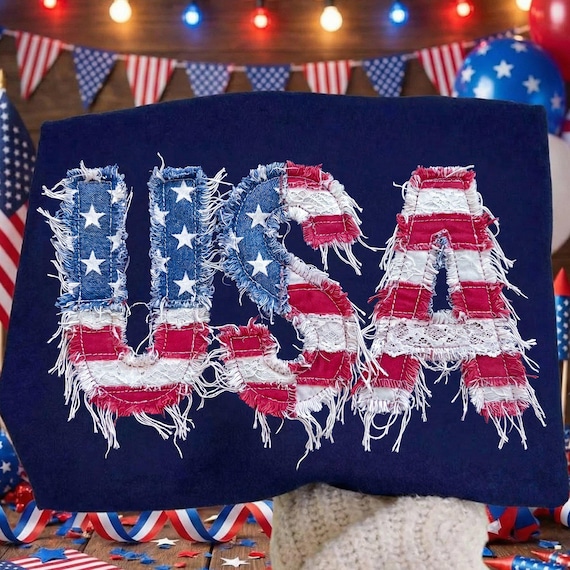 Faux Patchwork USA Png, 4th of July Png, USA Png, Faux Patchwork 4th of July Png, America Png, Patriotic Png, USA Flag Png