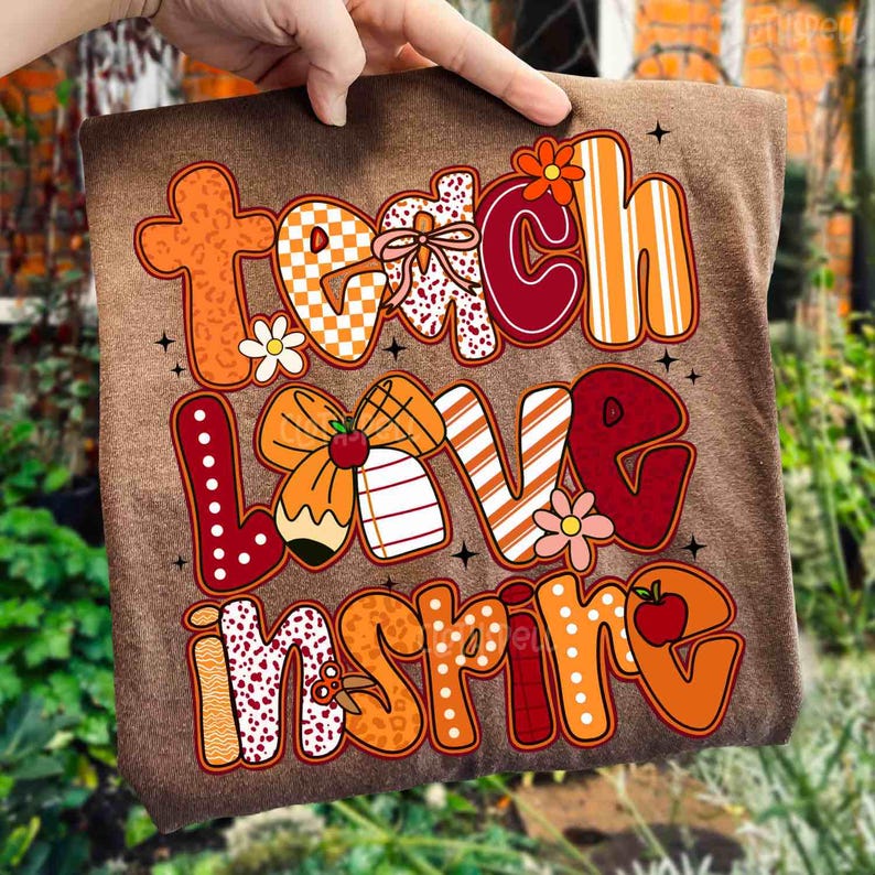 Teacher Fall Png, Teach Love Inspire Png, Fall Png, Teacher Png, Autumn ...