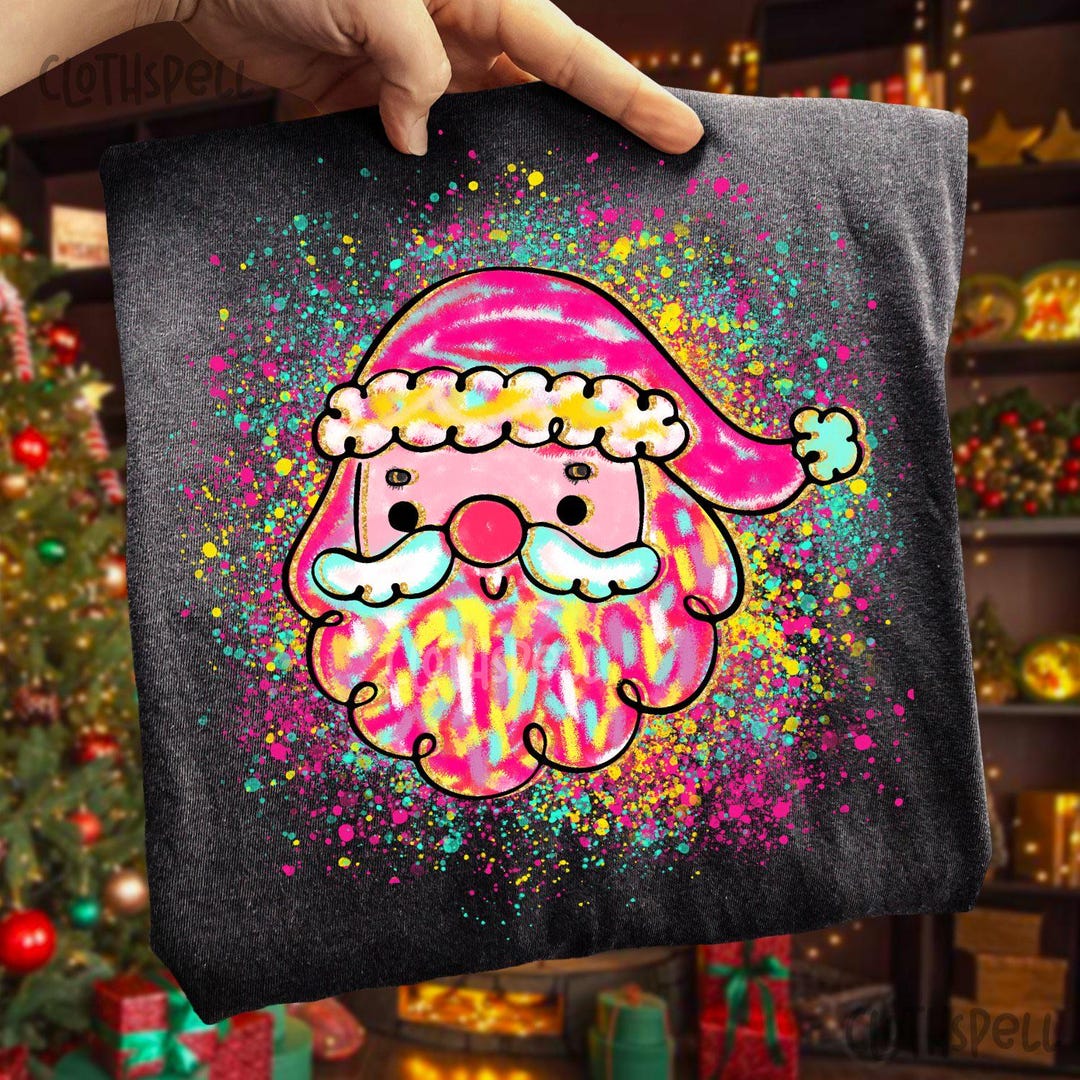 Santa Png, Christmas Png, Santa Claus Png, Splatter Christmas Png, Neon ...