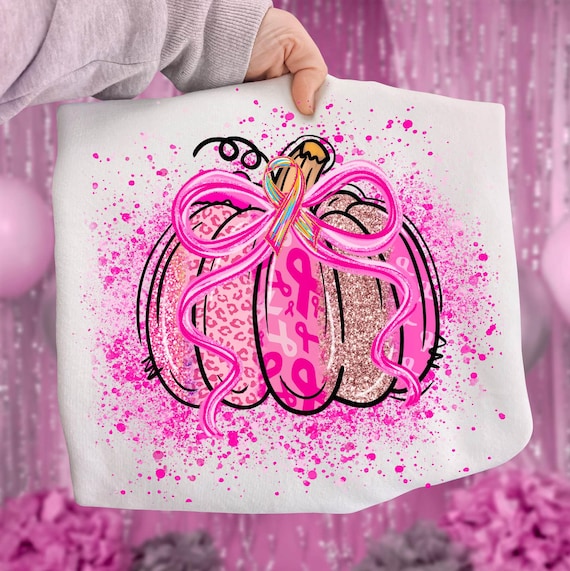 Breast Cancer Pumpkin Png, Breast Cancer Png, Pumpkin Splatter Png, Breast Cancer Awareness Png, Pumpkin Faux Glitter Png, Pink ribbon Png