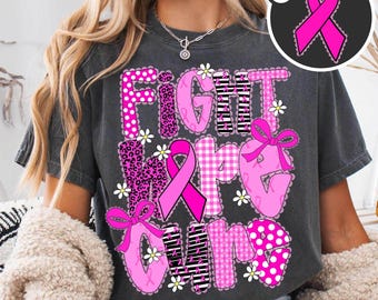 Fight Hope Cure Breast Cancer Png, Breast Cancer Awareness Png, Pink Ribbon Breast Cancer Png, Checkered Breast Cancer Lace Png Sublimation