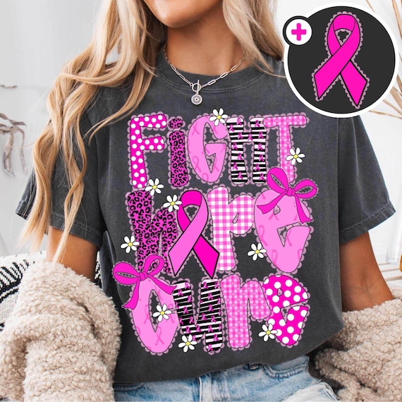 Fight Hope Cure Breast Cancer Png, Breast Cancer Awareness Png, Pink Ribbon Breast Cancer Png, Checkered Breast Cancer Lace Png Sublimation