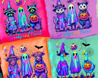 Halloween Bundle, Halloween Png, Raccoon Halloween, Goose Halloween, Highland Cow Halloween, Possum Halloween, Iridescent Preppy Halloween