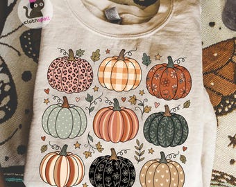 Fall Pumpkin PNG, Autumn Patterned Pumpkins, Pumpkins PNG, Autumn Sublimation Design