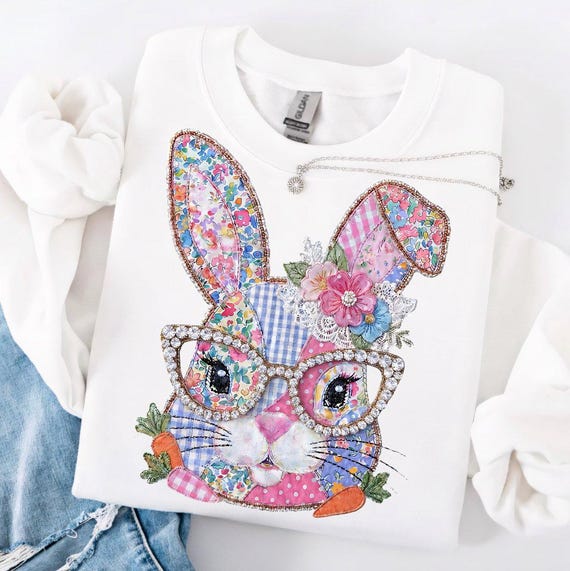 Patchwork Bunny Easter Png, Easter Png, Bunny Png, Bunny Easter Png, Patchwork Easter Png, Quilted Png, Kids Easter Png