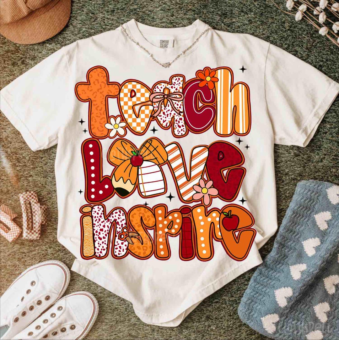 Teacher Fall Png, Teach Love Inspire Png, Fall Png, Teacher Png, Autumn ...