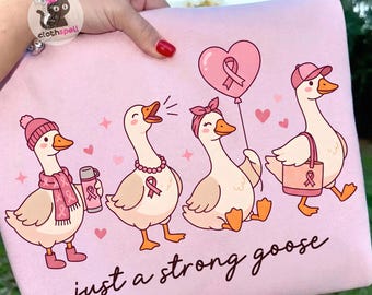 Just A Strong Goose Png, Breast Cancer Awareness Sublimation, Pink Ribbon Duck Design, October Awareness Png, Digital Download