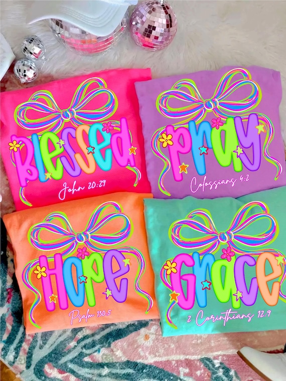 Christian Png, Grace Pray Believe Hope Png, God Png, Neon Christian Coquette Bow, Bible Verse Bundle Png, Jesus Png, Christian Sublimation