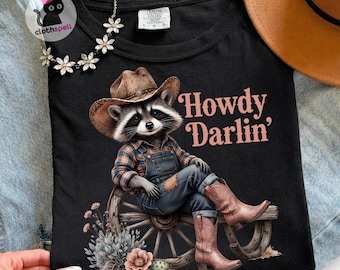 Bonjour Darlin raton laveur PNG, cowboy drôle Png, Western Country Design, raton laveur PNG, téléchargement numérique