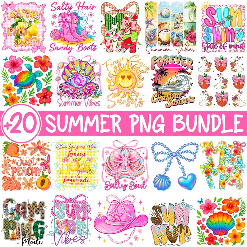 Sommer Png, Sommer Png Bundle, Strand Png, Sommer Vibes Png, salziger Sommer Png, Sommerferien Png, Sommer Png Designs, Meer Png Bild 1