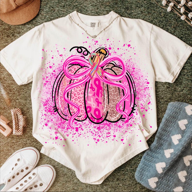 Breast Cancer Pumpkin Png, Breast Cancer Png, Pumpkin Splatter Png, Breast Cancer Awareness Png, Pumpkin Faux Glitter Png, Pink ribbon Png image 4