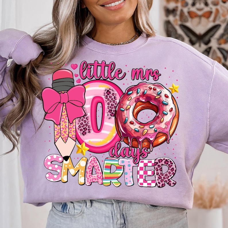 Little miss 100 Days Smarter, 100 Days of School Png, Little Miss Png, 100 Days Smarter png, Teacher Png, Student Png, School png for Girls.