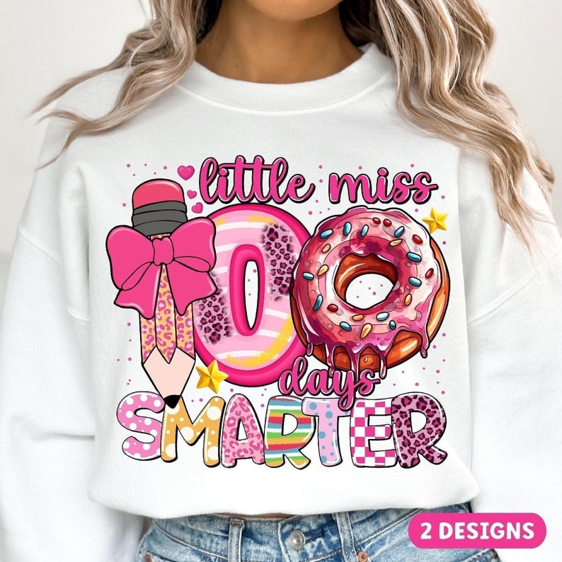 Little miss 100 Days Smarter, 100 Days of School Png, Little Miss Png, 100 Days Smarter png, Teacher Png, Student Png, School png for Girls.