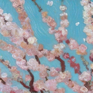 Vincent pinta un huerto de cerezos en flor. Inspiración de la IA de Van Gogh. PNG 3000x3000 píxeles, 300 ppp. Apto para impresión sobre lienzo y enmarcado. imagen 5