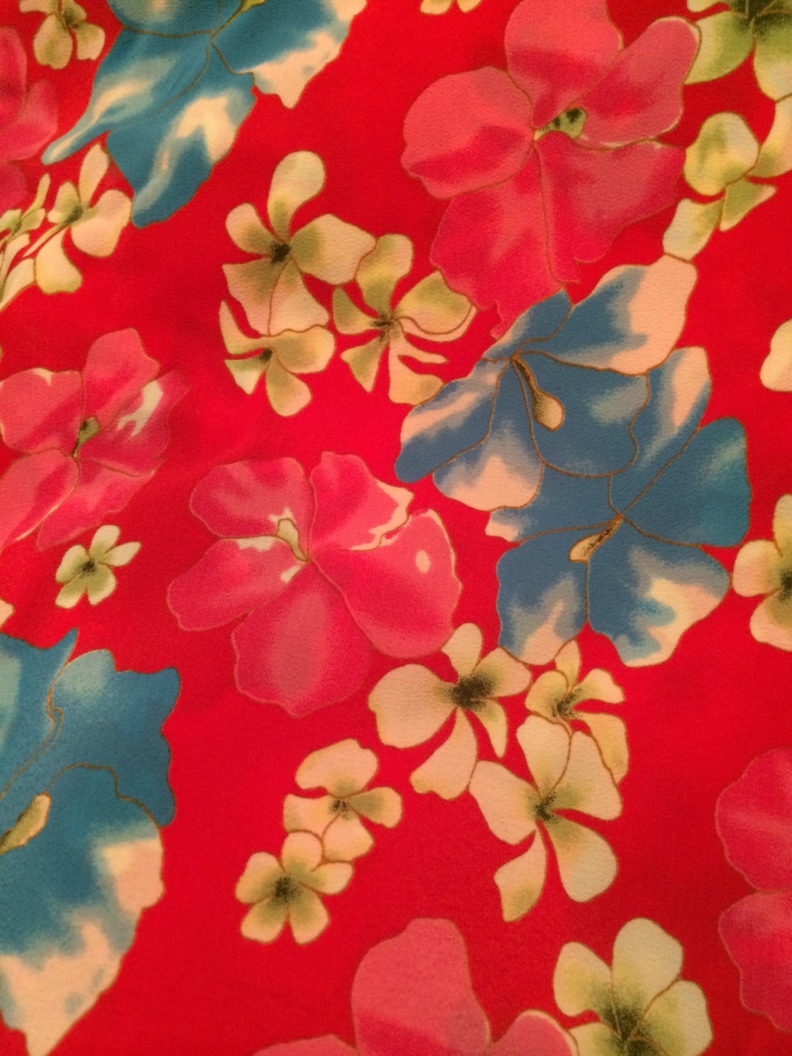 Red Hawaiian Hibiscus Tropical Print Fabric | Etsy