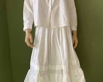 Antique/ Vintage Edwardian Victorian Full Cotton White Skirt/Petticoat Handmade