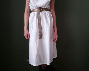 Antique 1910s Victorian Edwardian Nightgown Chemise Night dress Long White Cotton French Hand Embroidered Farmhouse Cottagecore Country