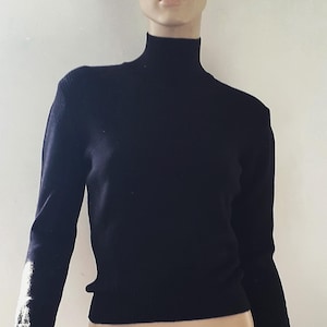 JEAN PAUL GAULTIER Maille Vintage Knit Black Sweater Stand-up Сollar Rib details