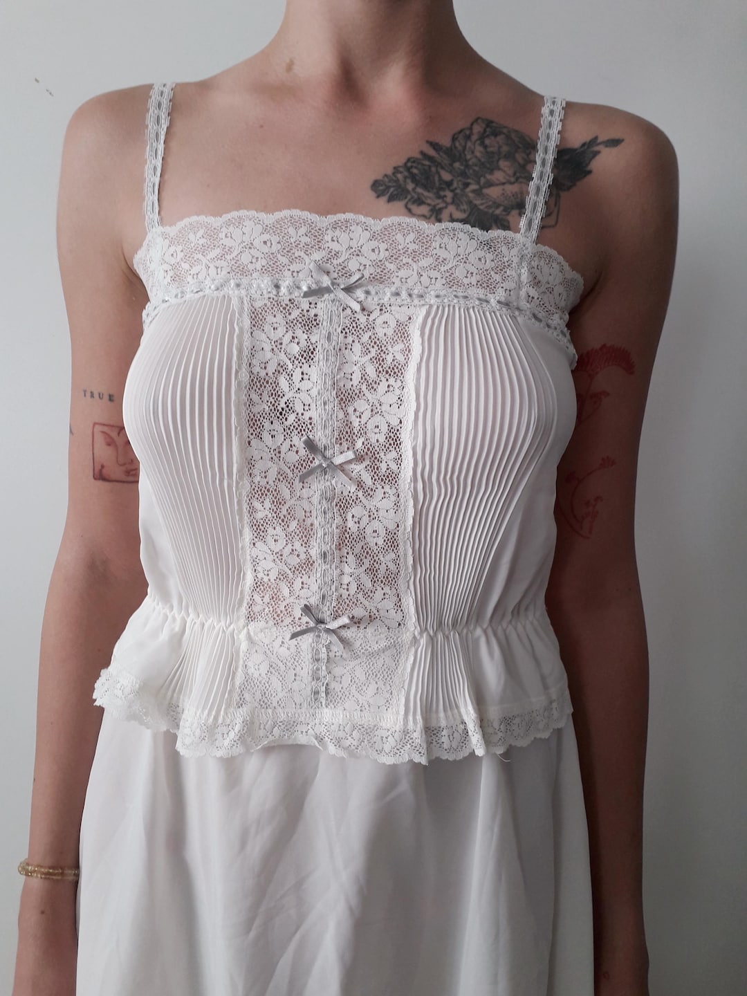 Vintage 80s 90s Nightgown Night Gown ST.MICHAEL Boudoir Long Sleeping ...