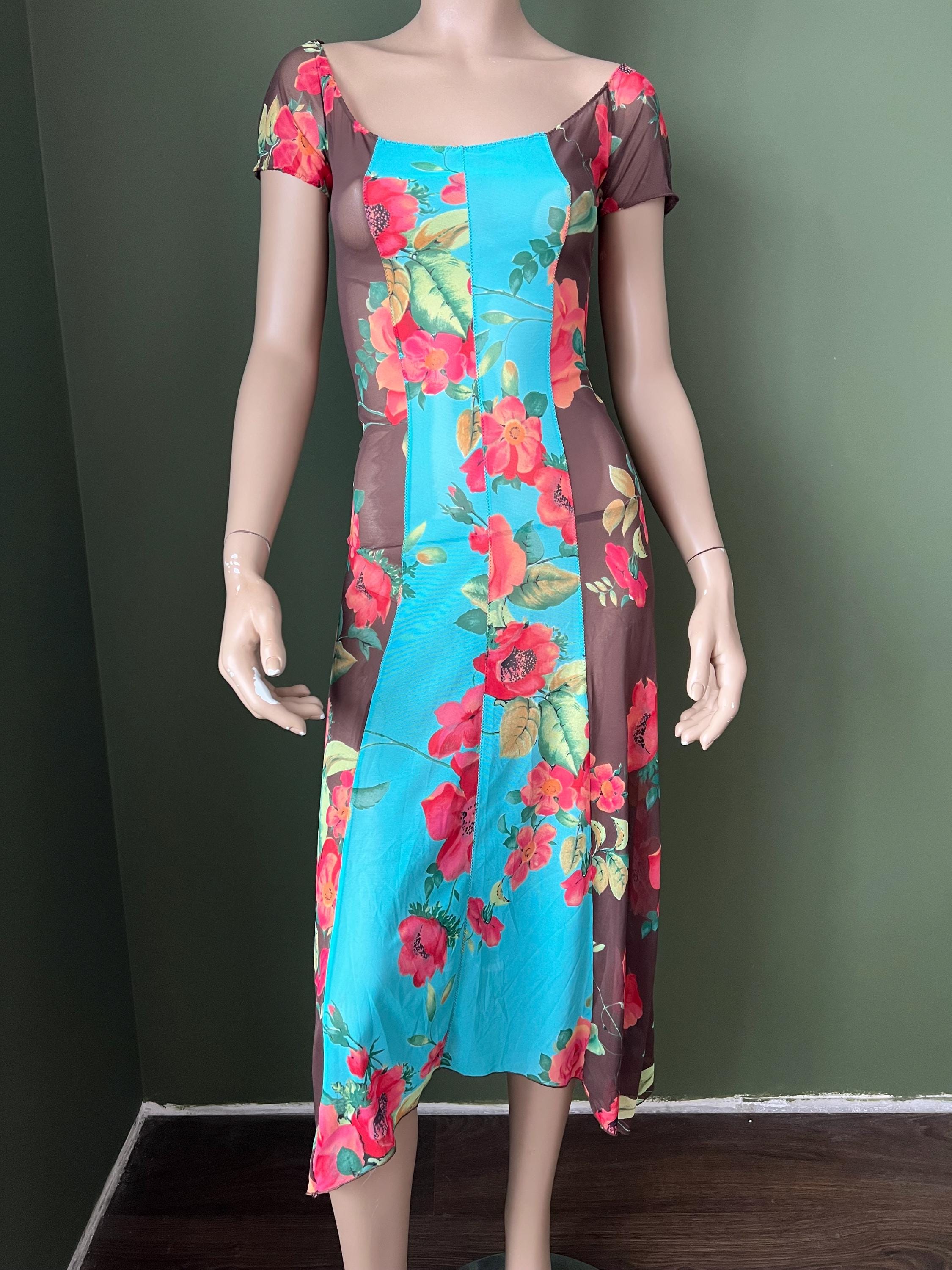blumarine floral embroidery mini dress blue Vintage Bebe Studded Bandage Mesh JANEOS Decorative Front Buttons Dress length type:Knee Length