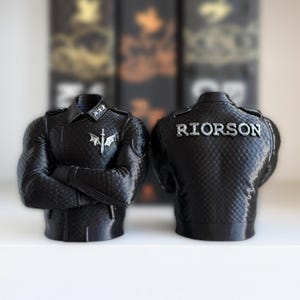 Stampa 3D della giacca di Xaden Riorson, decorazione per mensole ispirata a La Quarta Ala, regalo per appassionati di libri e cavalieri di draghi.