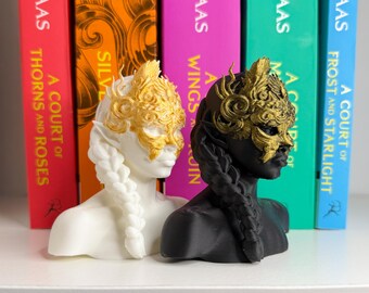 Popiersie inspirowane Nestą Archeron | Kolekcjonerska grafika fanów ACOTAR | Wystawa maski Walkirii | Dekoracja półki fantasy