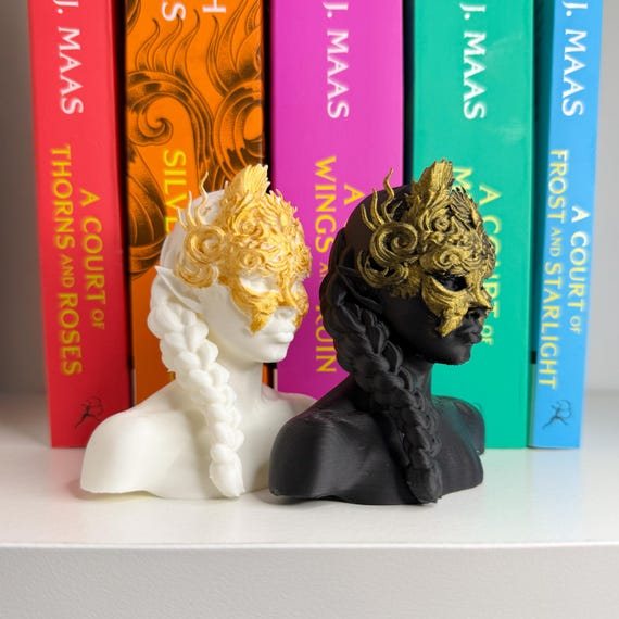 Nesta Archeron Inspired Bust | ACOTAR Fan Art Collectible | Valkyrie Mask Display | Fantasy Shelf Decor
