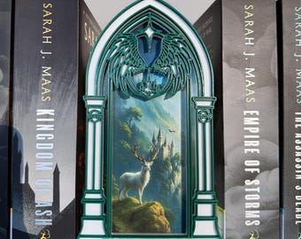 Kącik Książkowy Terrasen Stag, Dekoracja inspirowana Szklanym Tronem, Fantastyczny Prezent na Półkę na Książki, BookTok Romantasy