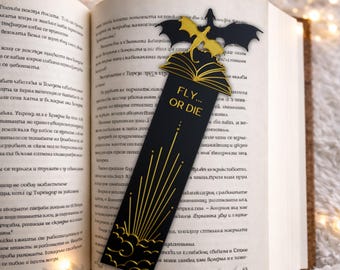 Zakładka do książki „Czwarty Skrzydło Smoka”, inspirowana Tairnem i Andarną, prezent dla czytelnika fantasy