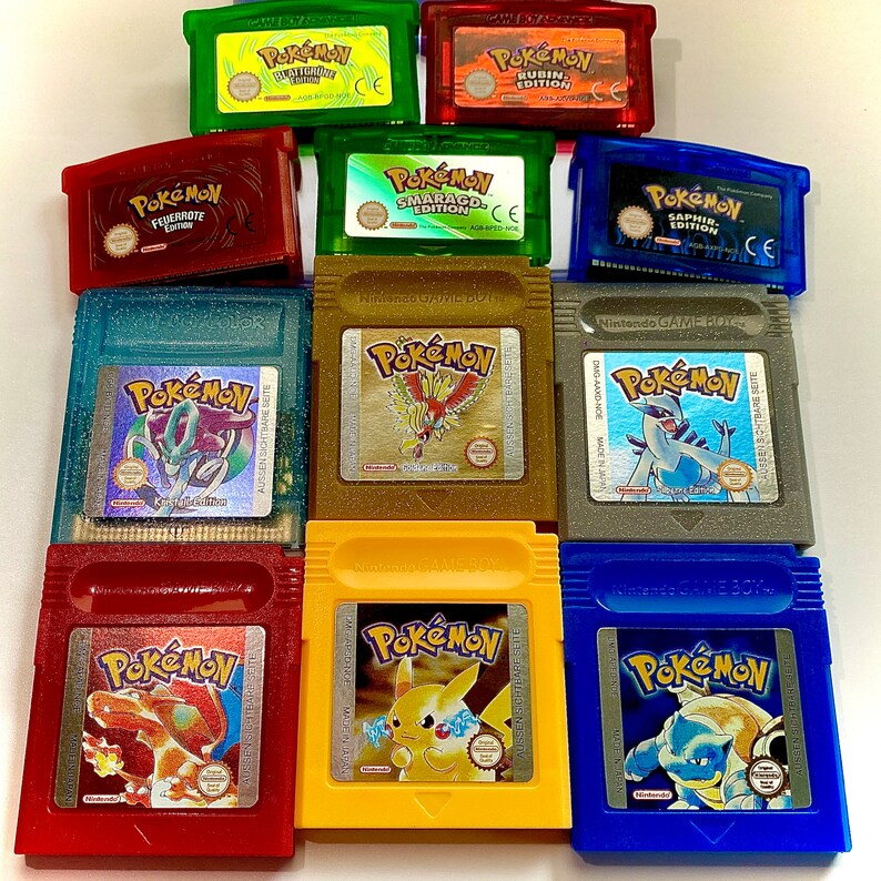 Pokemon Bundle German Gameboy Red Pokemon Edition Blue Silver Game Boy Color GBC Blue Edition