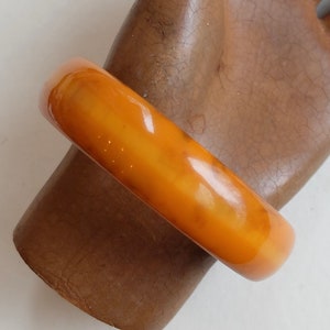 Vintage Bakelite Bangle Bracelet Wide Butterscotch Yellow