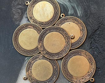 5 Vintage LG Round Brass Pendants Supply