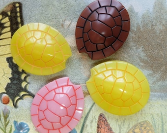 4 Vintage Glass Flatback Turtle Shell Cabochons