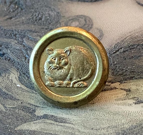 Antique Jacksonian Fat Cat Holy Grail of Buttons Brass