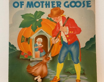 Vintage Mother Goose 1930s Childrens Book Large Stick Em Book Nursery Rhymes