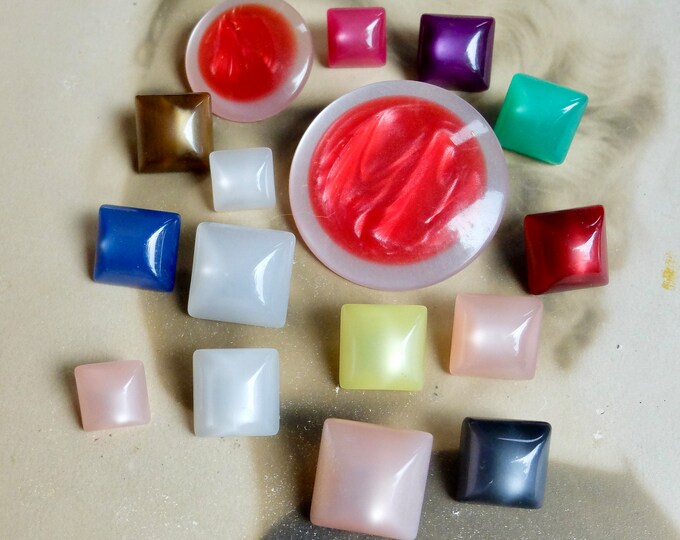 Lucite Color 16 Vintage Lucite Buttons Colors Assortment Square Round - Etsy