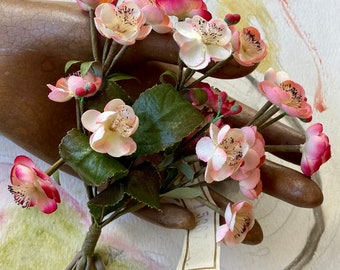 Vintage Hutmacherkunst Blumen Tschechoslowakei Trim Versorgung Apfelblüten Rosa Original Anhänger