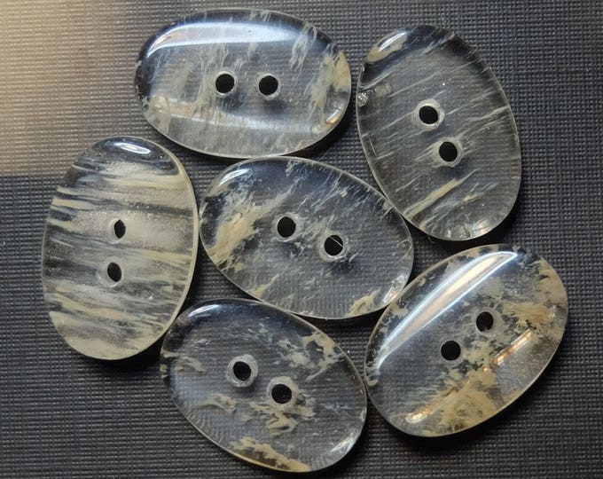 Stone Like Buttons Set of Six Oval Clear With Yellow Glass - Etsy