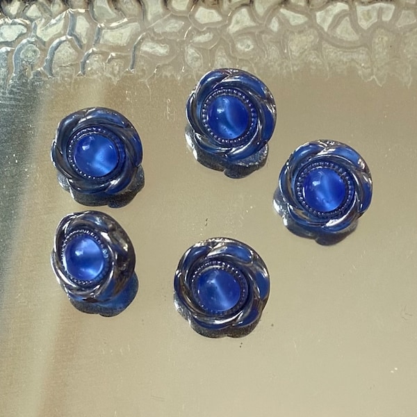 5 Vintage Moonglow Buttons Blue Western US Zone Germany