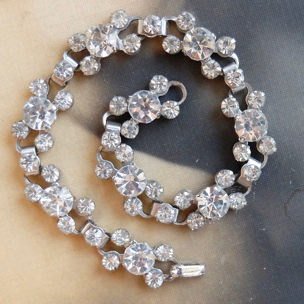 Vintage Rhinestone Bracelet Prong Set Sparkly Links