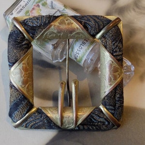 SALE Lg Antique Sash Buckle Vintage Brass With Fabric