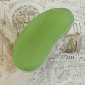 Very Lg Green Resin w Wood Bead Chunky Laminated Focal Bean Shape