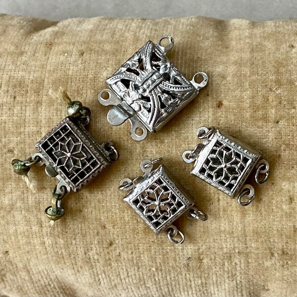 4 Vintage Filigree Clasps 3 Sterling Supply Jewelry Finding