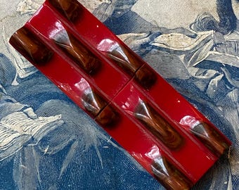 Vintage Celluloid Red Belt Buckle Czechoslovakia Two Part Deco