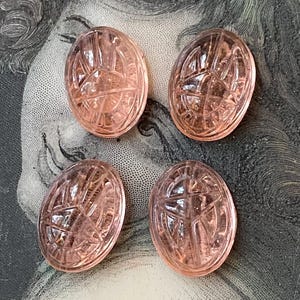 4 Vintage Supply Peach Pink Glass Scarab Cabochons Stones
