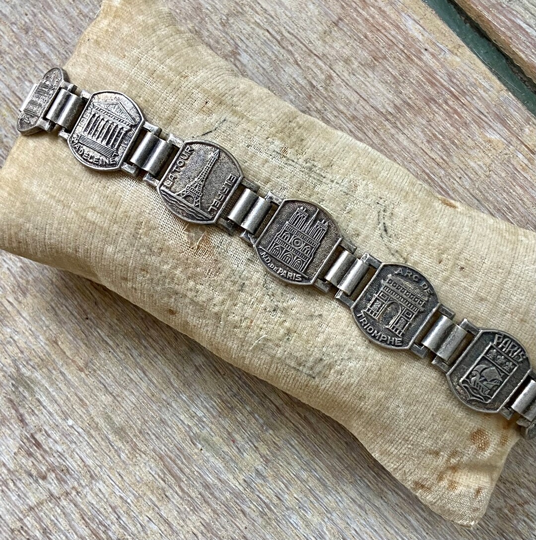 Vintage Souvenir Bracelet Made in France (2969) Eiffel Tower
